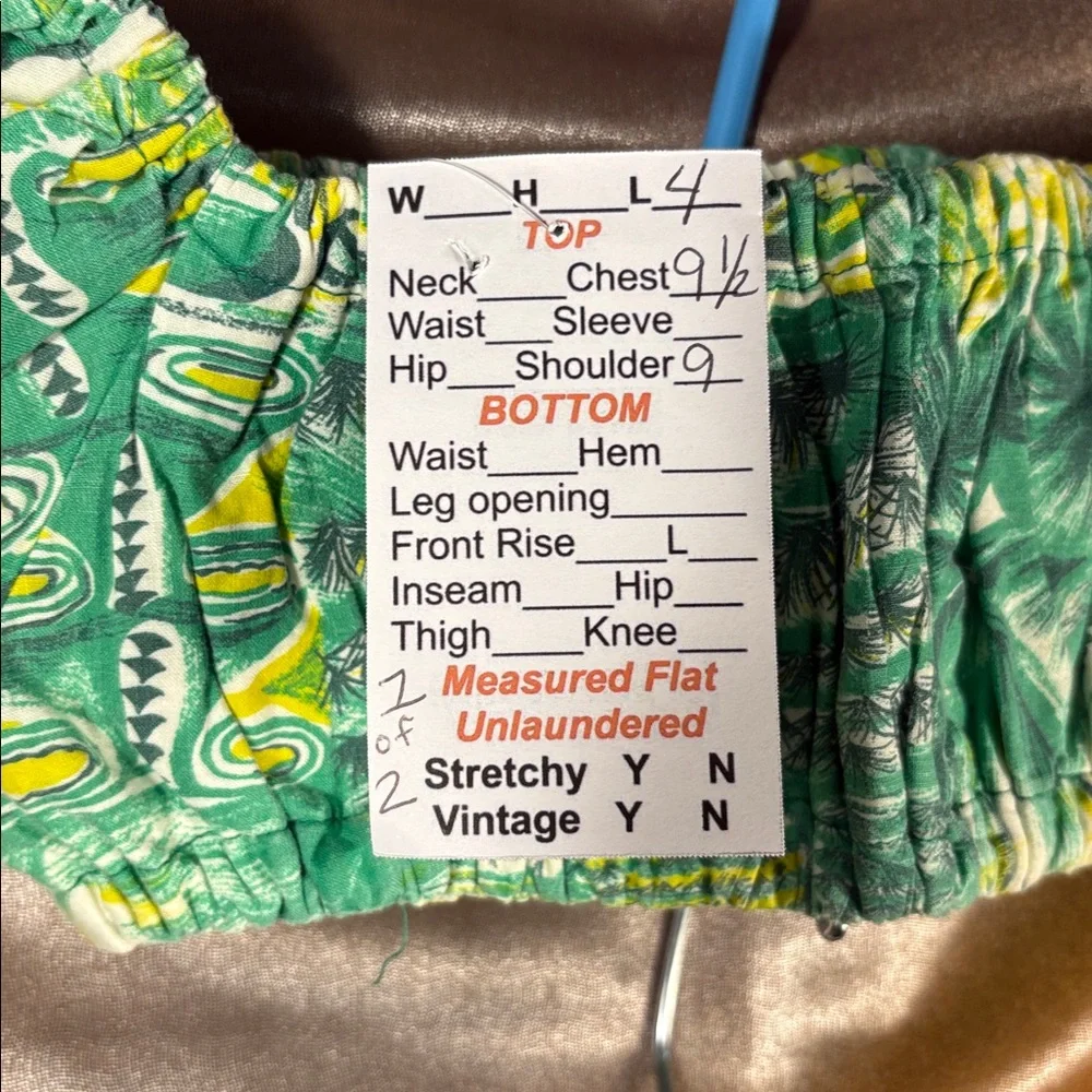 Vintage 1950’s RARE Hale Hawaii Tropical Green‎ Yellow Two-Piece Set crop top ii
